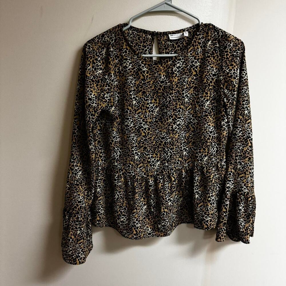 ASOS black and tan leopard print blouse in size 0